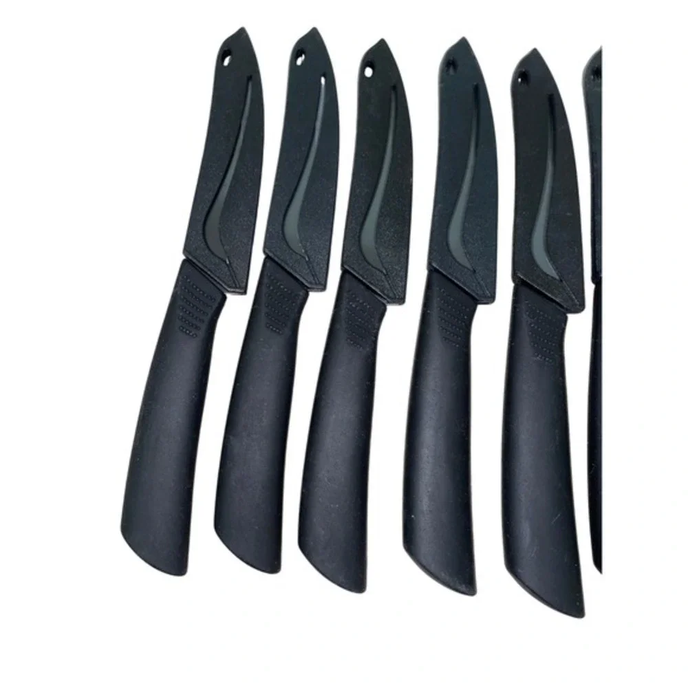 Chefware Solutions Ceramic‎ Paring Knives Black w/ Sheaths Lot of 8 READ